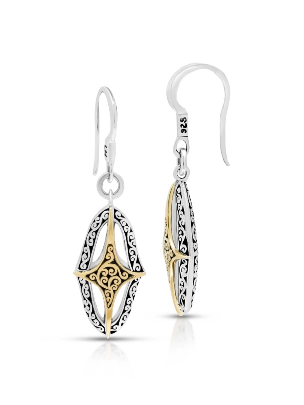 Brand New 18K Lois Hill Scroll Cross with Oval LH Scroll Earrings